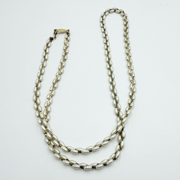 Napier Gold Plated Chain Faux Pearls Wire Wrapped Pearl Necklace - Picture 8 of 8